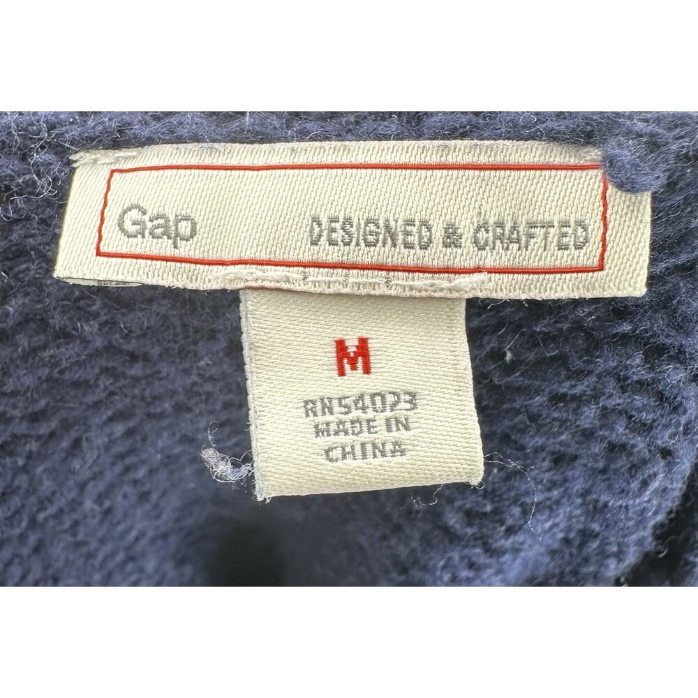 GAP Women’s Medium Navy Cable Knit Button Front Cardigan Sweater Wool Blend - Picture 5 of 6